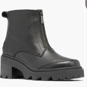 Sorel Joan Black Leather Ankle Booties - worn once